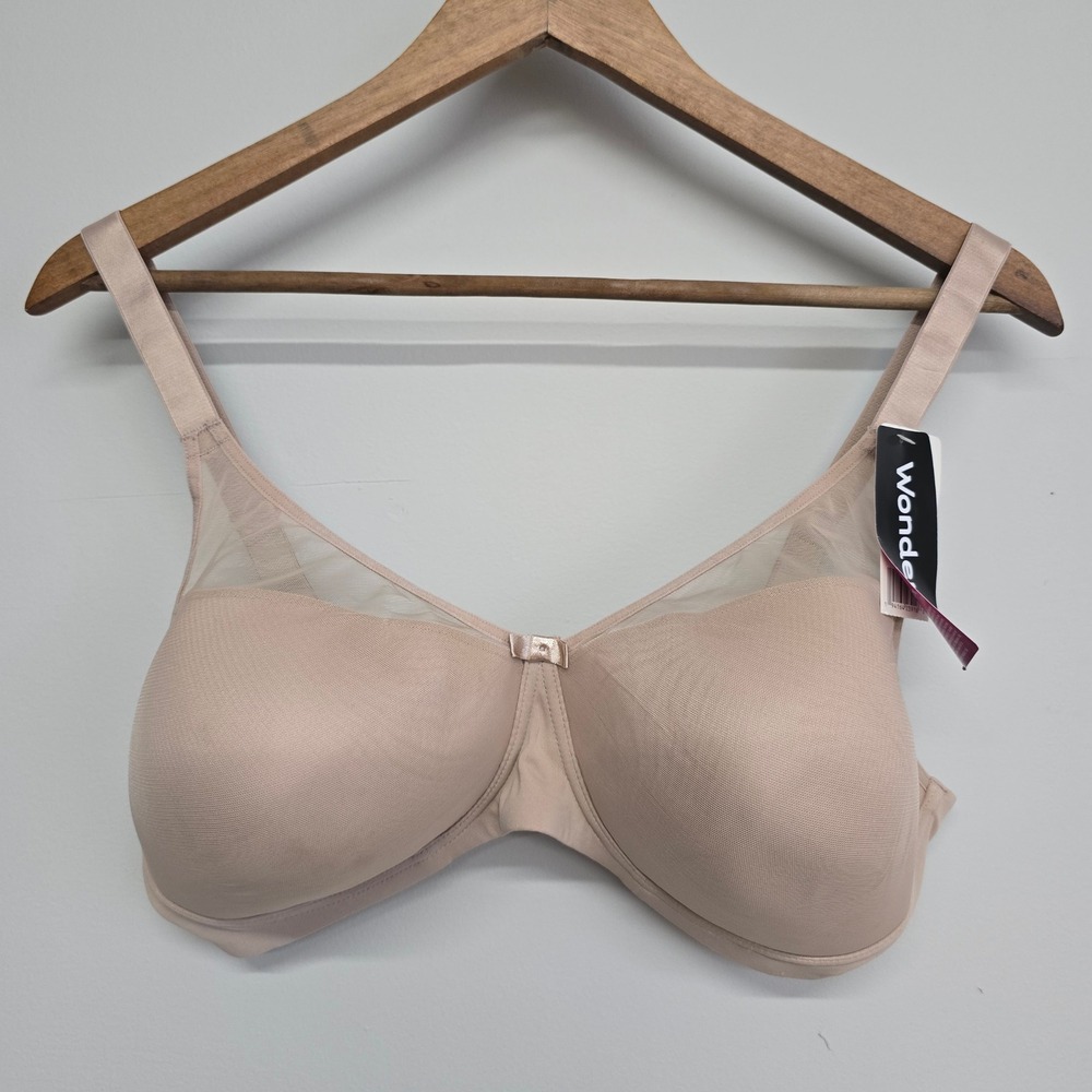Wonderbra 2 Ways to Wear Underwire Bra 40D Beige Mesh Trim Minimalist E2677H